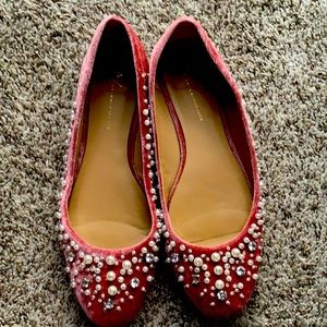 Velvet Pearl and Rhinestone Anthropologie Flats